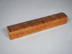 Vintage French Embossed Leather Pen / Pencil Box from an 18th Century Book Spine