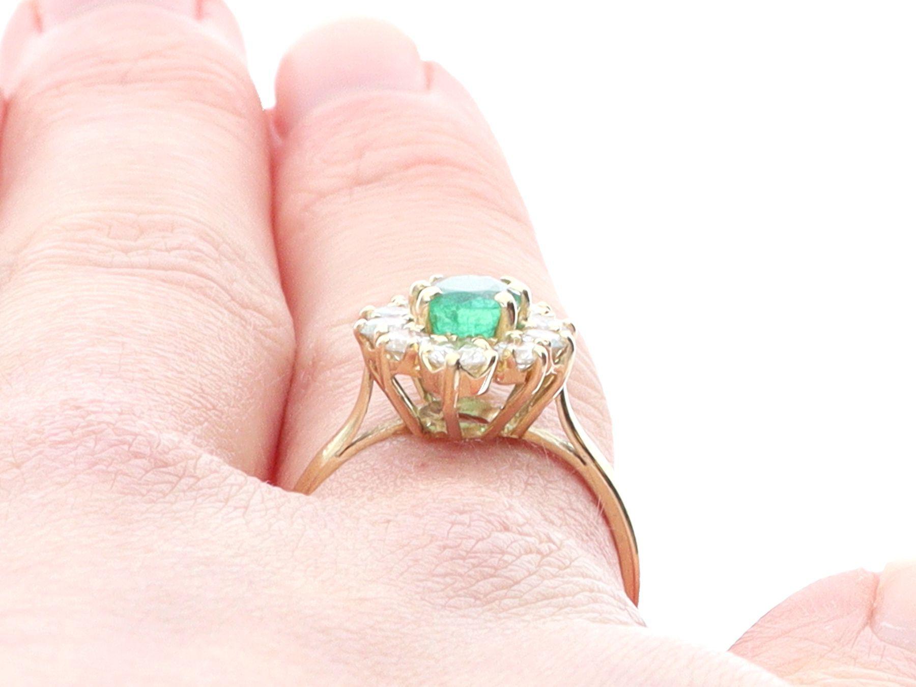 Vintage French Emerald Diamond Yellow Gold Cocktail Ring, Circa 1990 3
