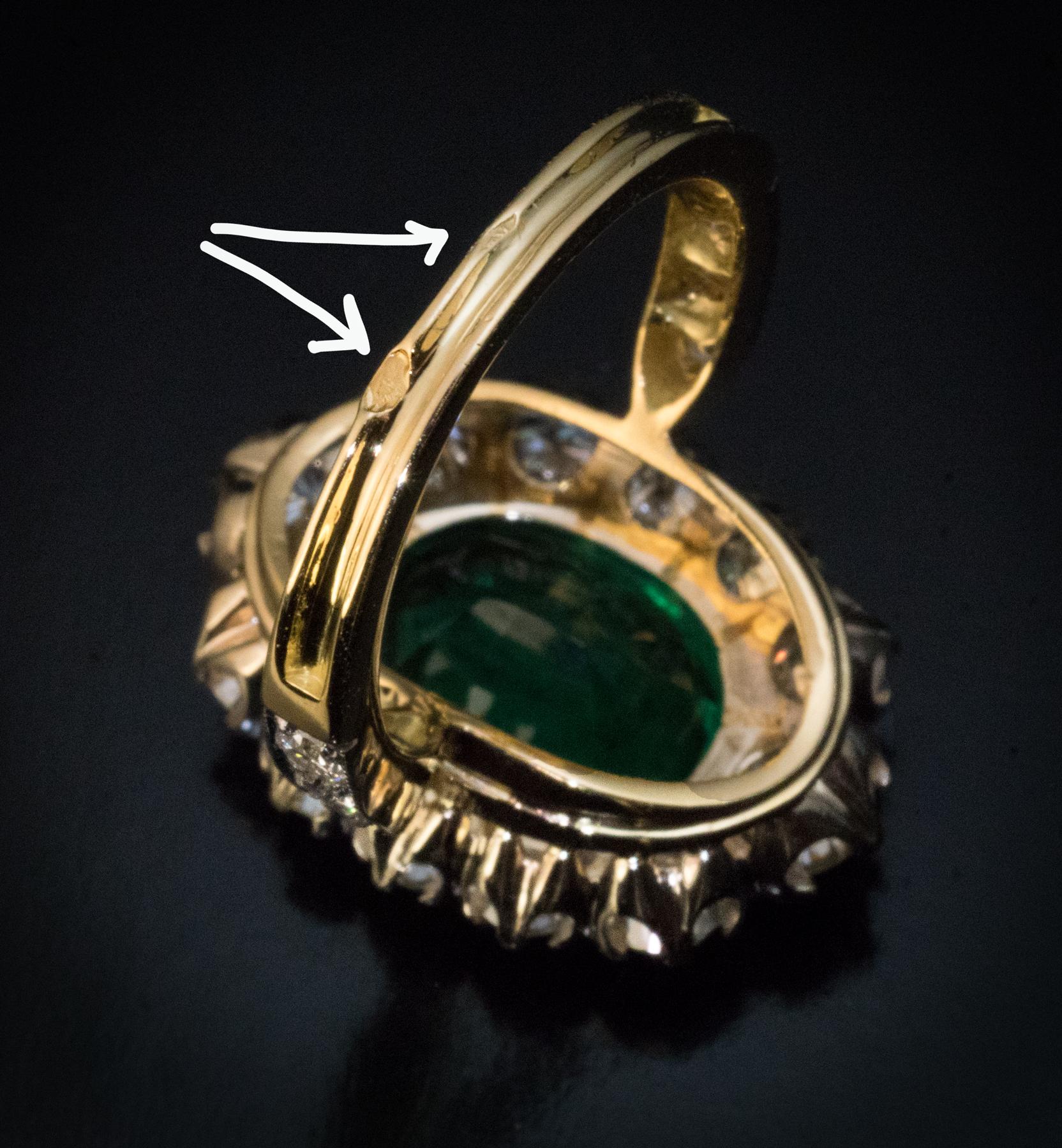 Women's Vintage French Emerald Diamond Cluster Ring