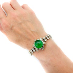 Vintage French Emerald Poured Glass Bracelet 1940s