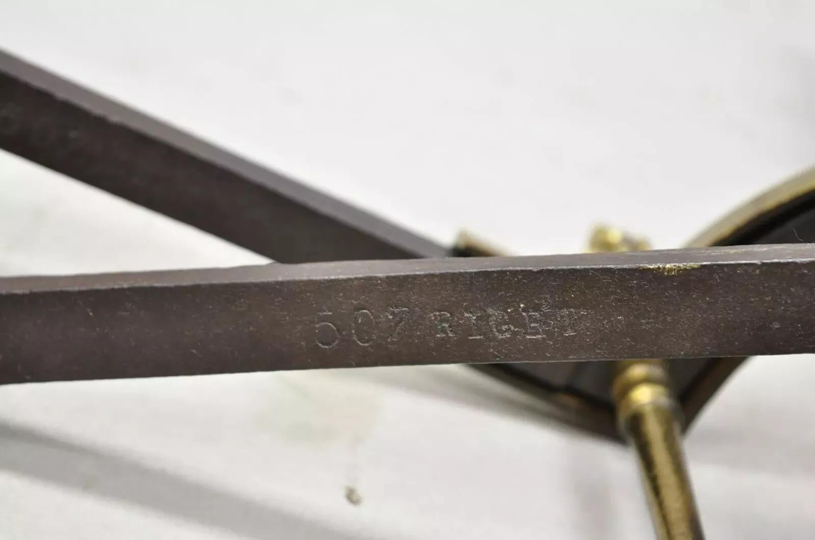 Französische Empire-Messing-Bronze-Säulen-Feuerböcke im Vintage-Stil mit Flammen-Finish, Französisches Empire-Stil, Paar im Angebot 4