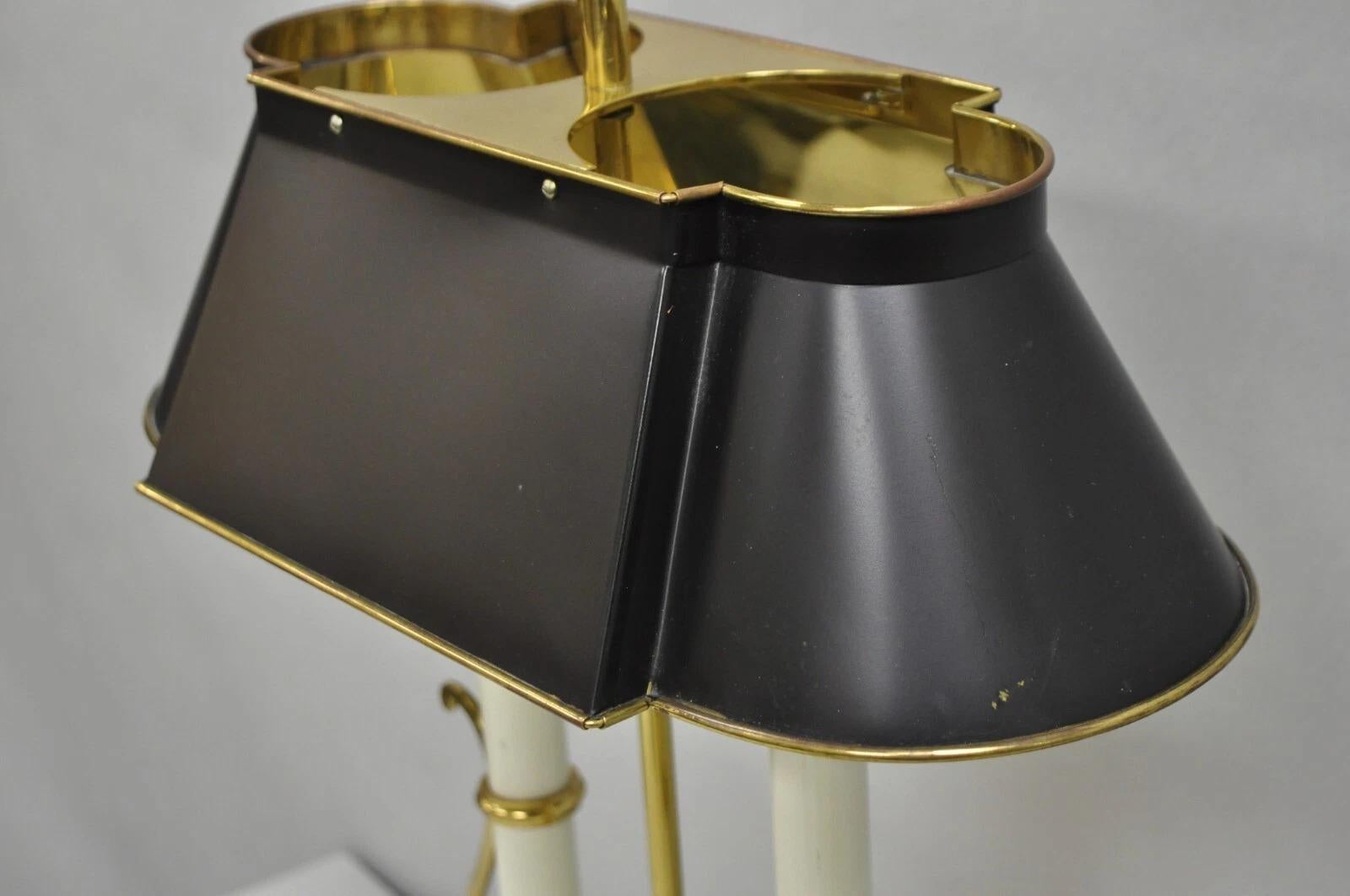 Vintage French Empire Brass Candlestick Tole Metal Bouillotte Desk Table Lamp en vente 5