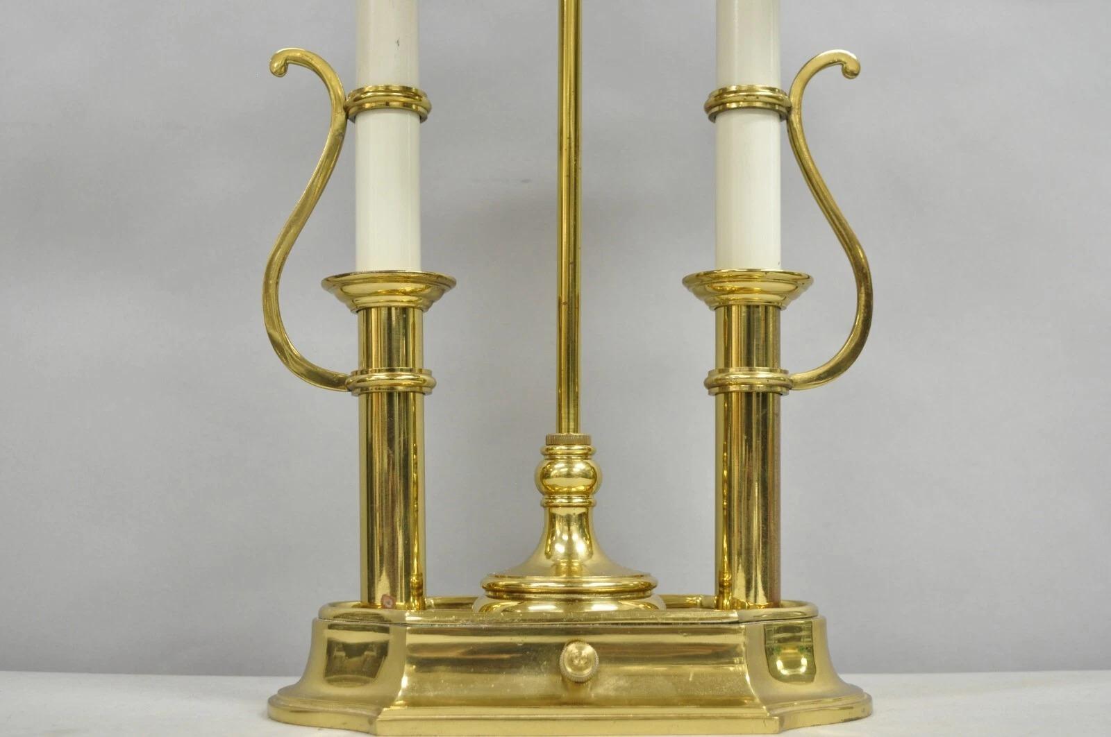 Inconnu Vintage French Empire Brass Candlestick Tole Metal Bouillotte Desk Table Lamp en vente