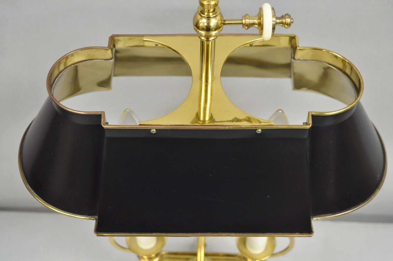 Vintage French Empire Brass Candlestick Tole Metal Bouillotte Desk Table Lamp Bon état - En vente à Philadelphia, PA
