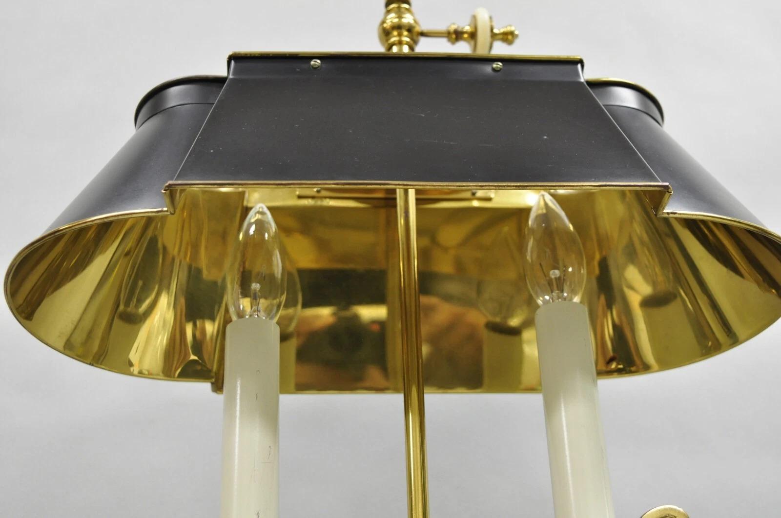 20ième siècle Vintage French Empire Brass Candlestick Tole Metal Bouillotte Desk Table Lamp en vente