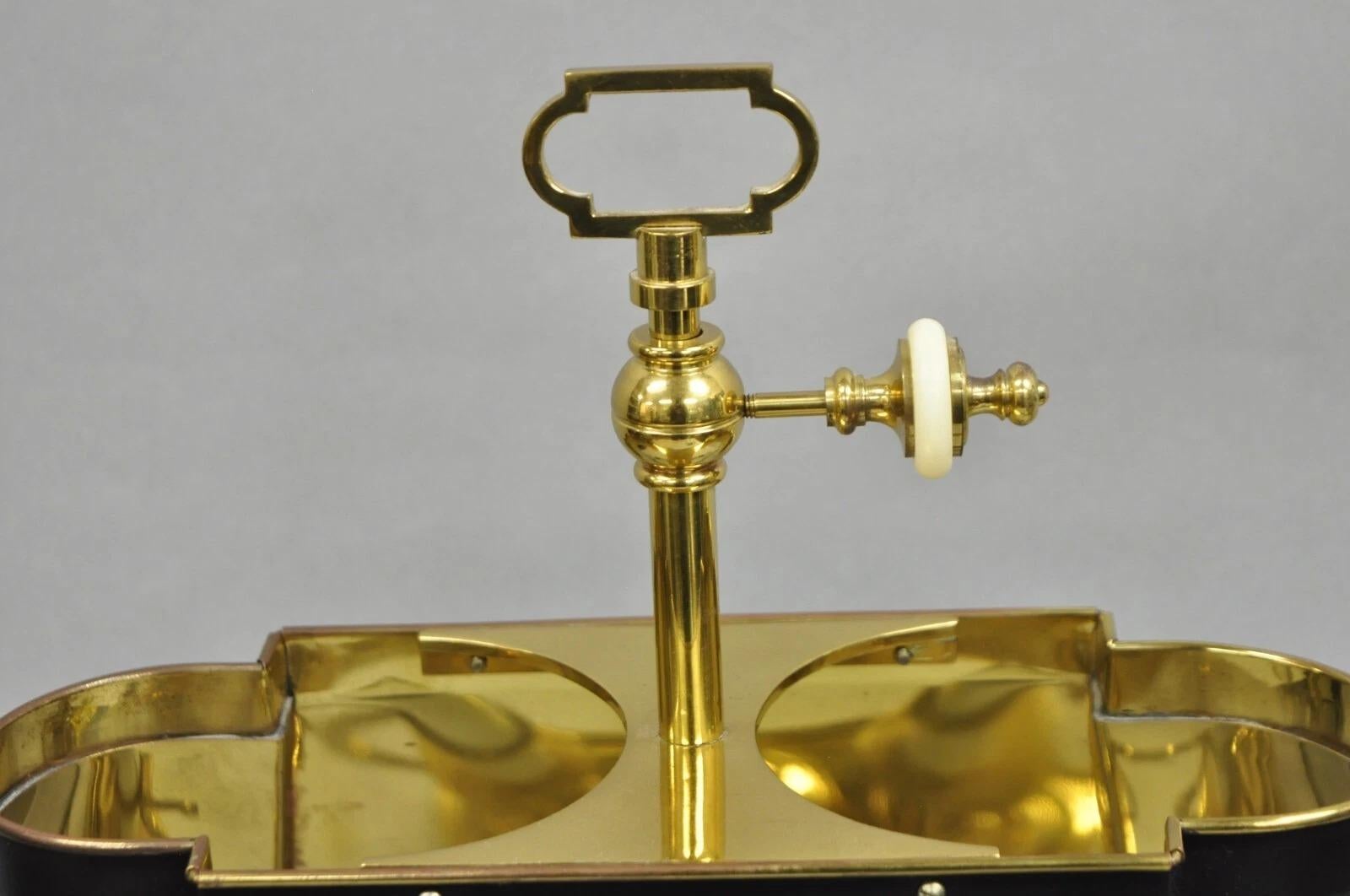 Métal Vintage French Empire Brass Candlestick Tole Metal Bouillotte Desk Table Lamp en vente