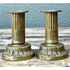 Vintage French Empire Brass Candlesticks - A Pair