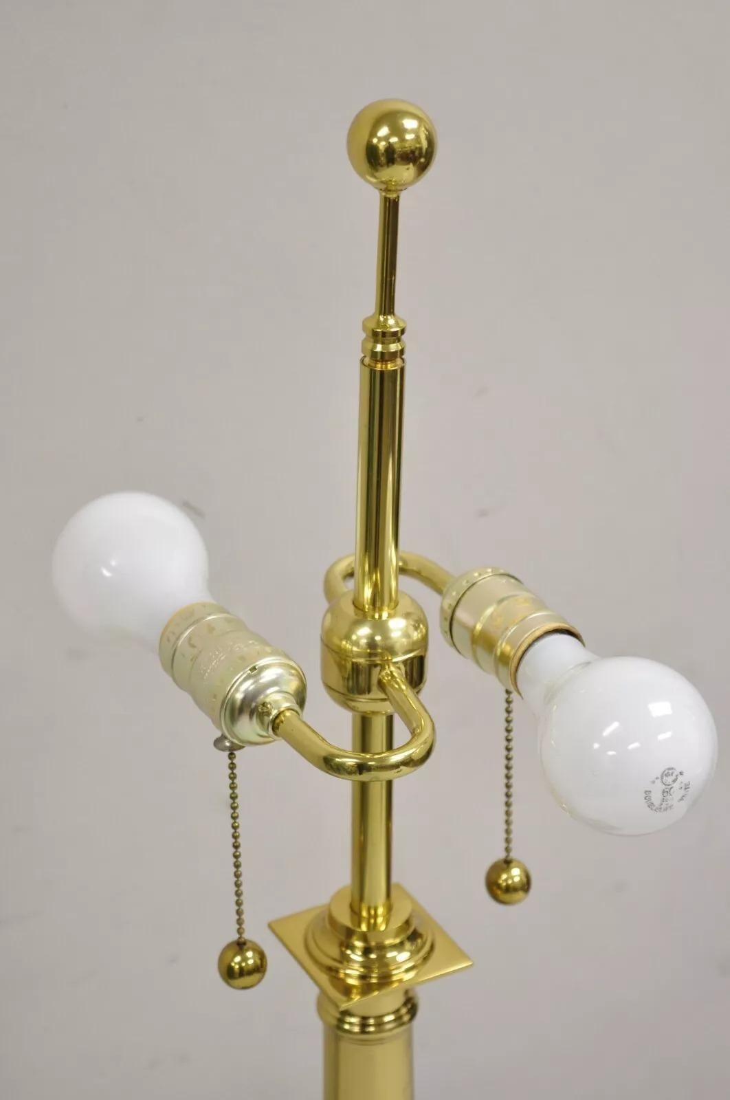 20th Century Vintage French Empire Brass & Italian Black Marble Column Table Lamps - a Pair For Sale