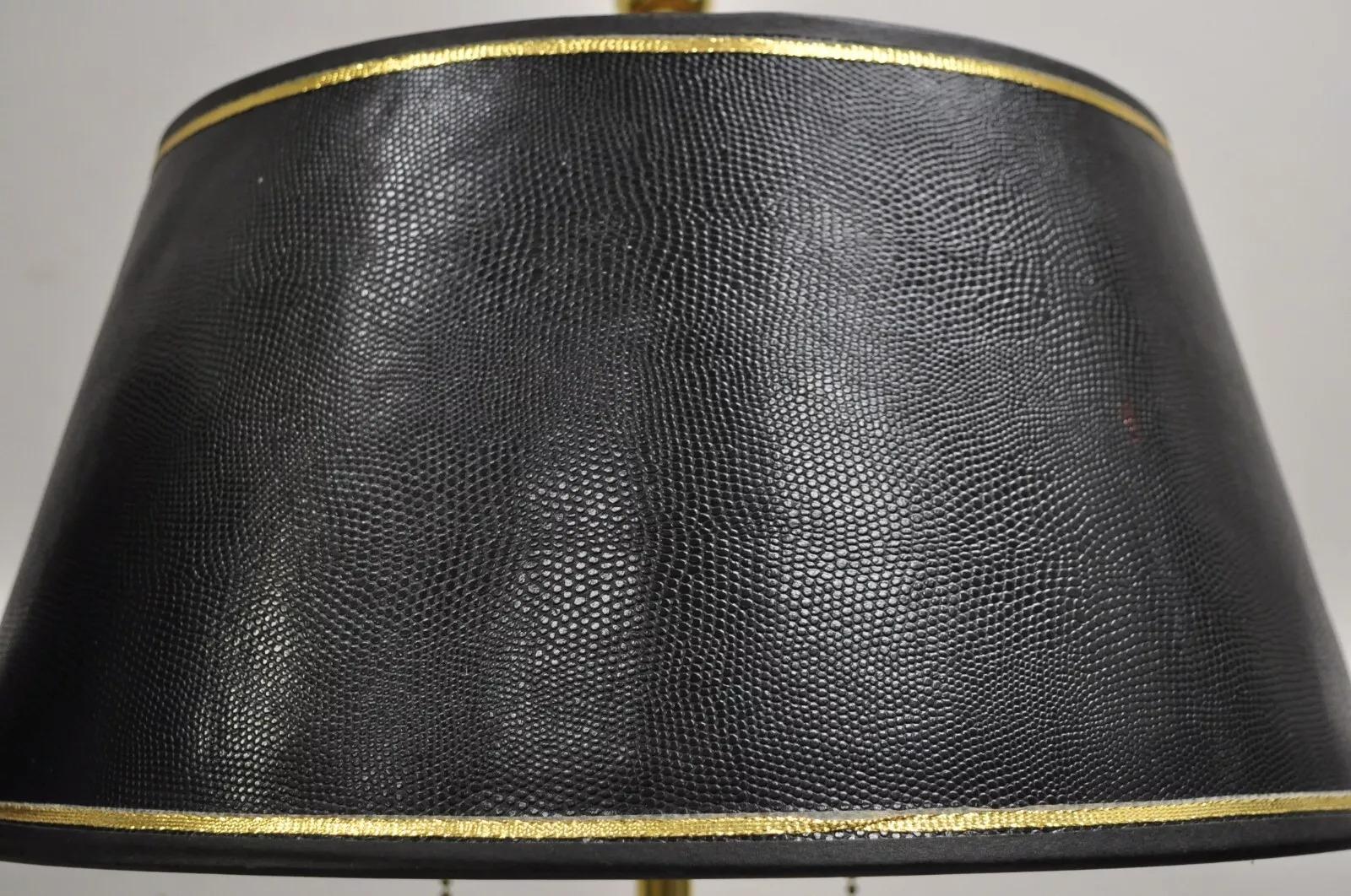 Vintage French Empire Brass & Italian Black Marble Column Table Lamps - a Pair For Sale 3