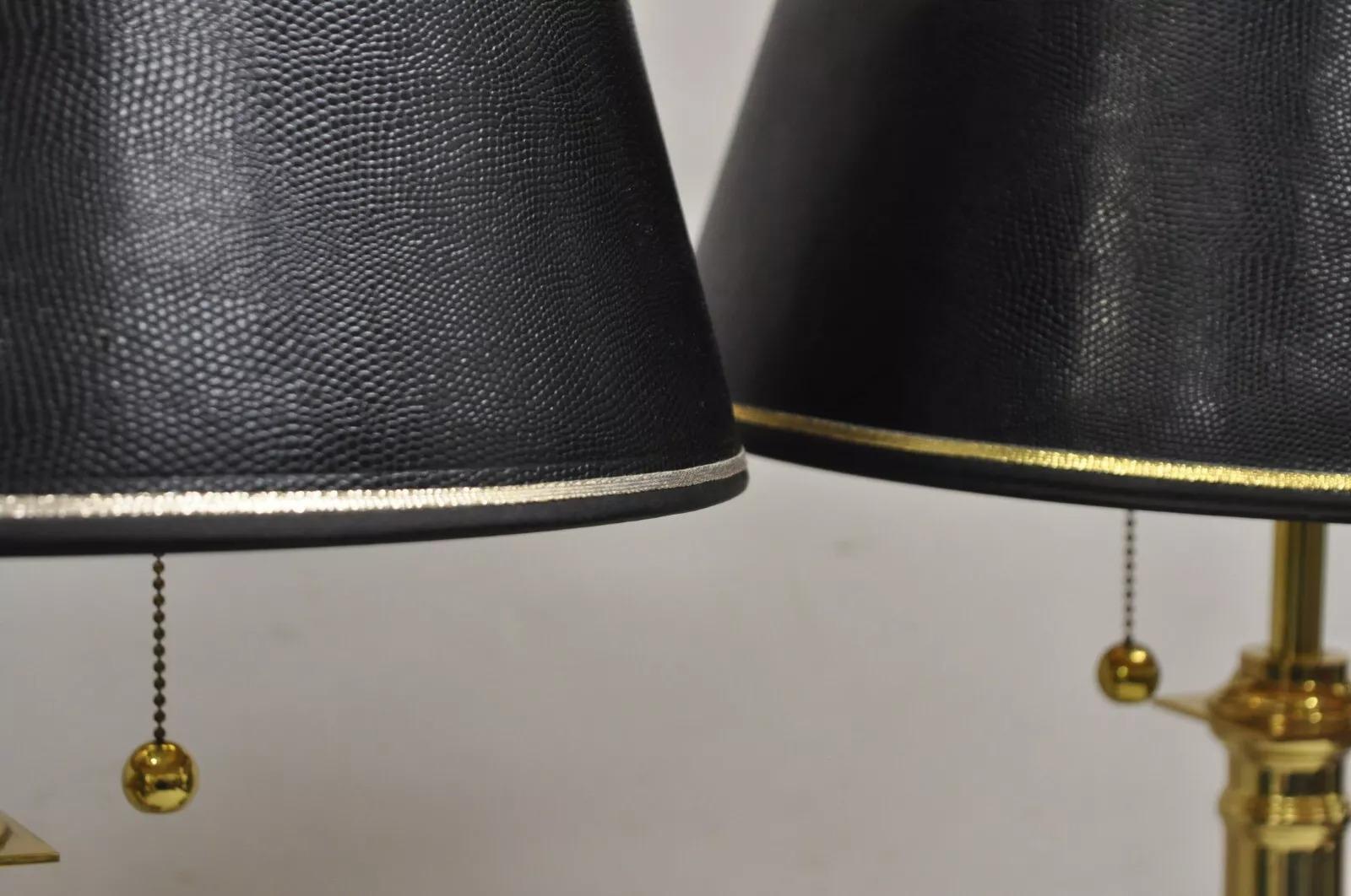 Vintage French Empire Brass & Italian Black Marble Column Table Lamps - a Pair For Sale 4