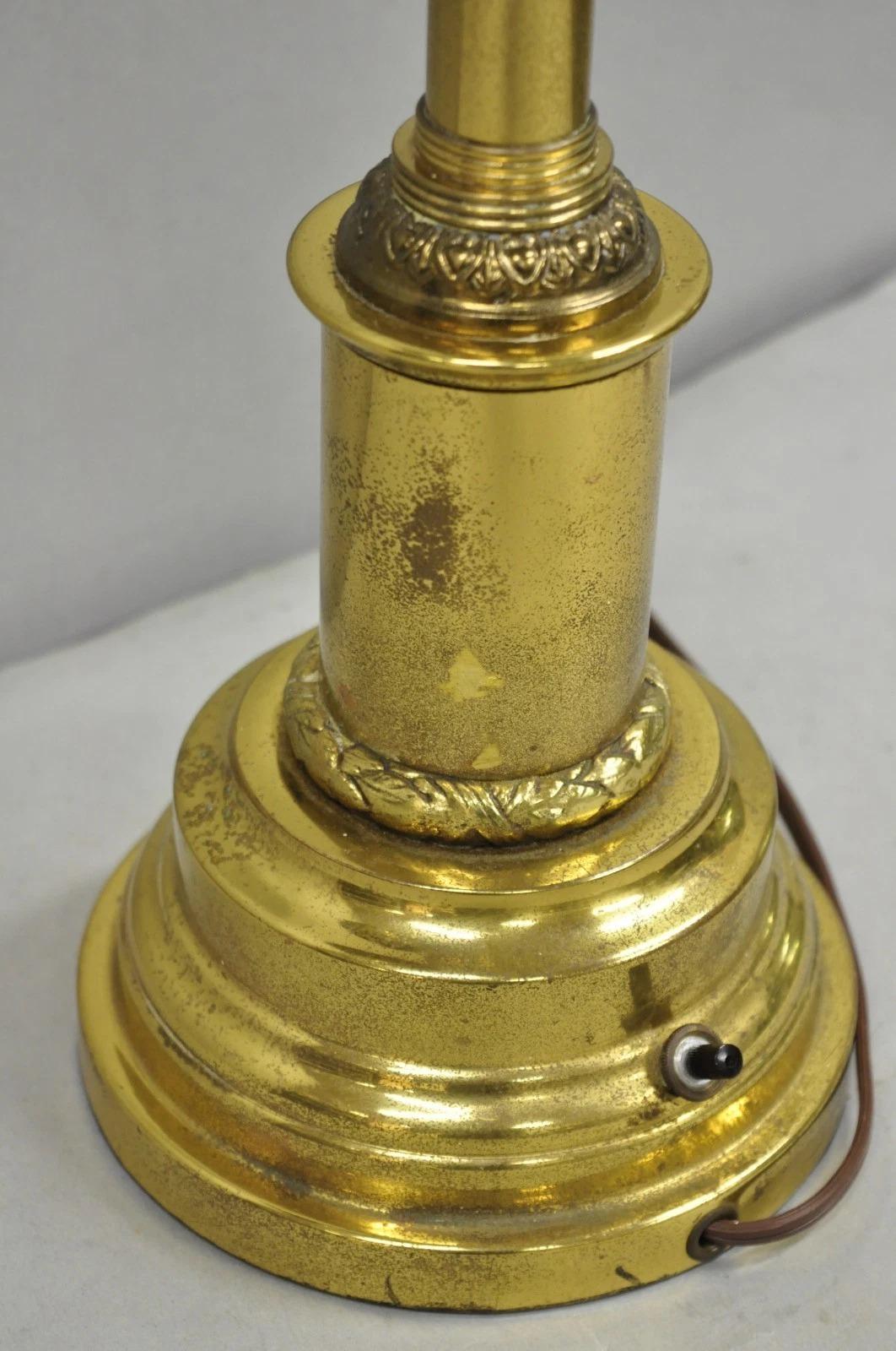 Vintage French Empire Brass Metal Bouillotte Desk Table Lamp w/ Spartan Helmet For Sale 4