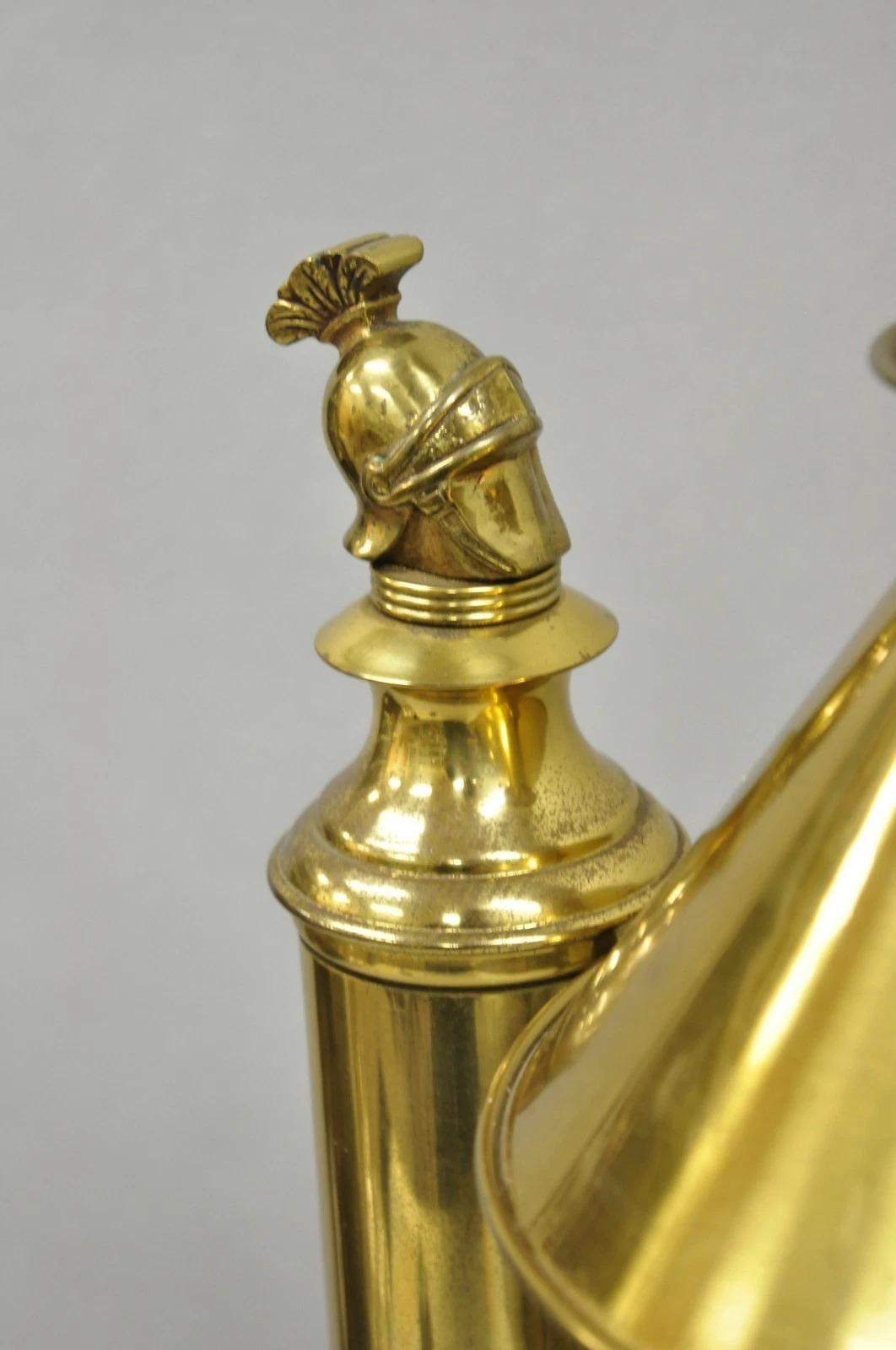 Other Vintage French Empire Brass Metal Bouillotte Desk Table Lamp w/ Spartan Helmet For Sale