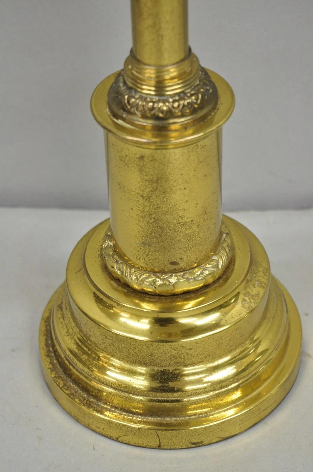Vintage French Empire Brass Metal Bouillotte Desk Table Lamp w/ Spartan Helmet For Sale 1