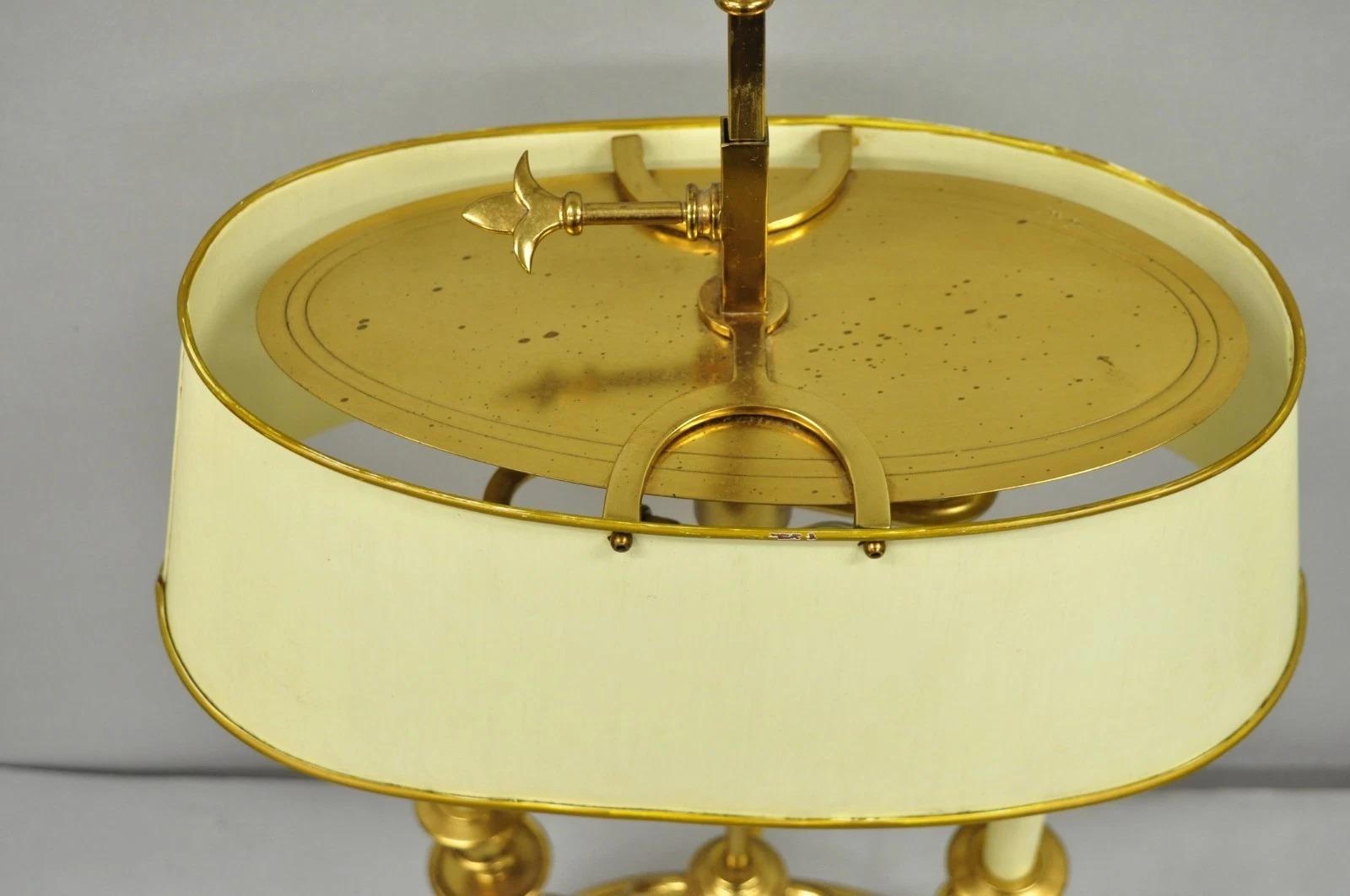 Lampada da tavolo vintage Impero francese in ottone e metallo, candeliere Bouillotte in vendita 4