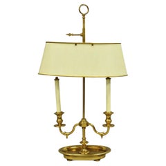 Vintage French Empire Brass Tole Metal Candlestick Bouillotte Desk Table Lamp