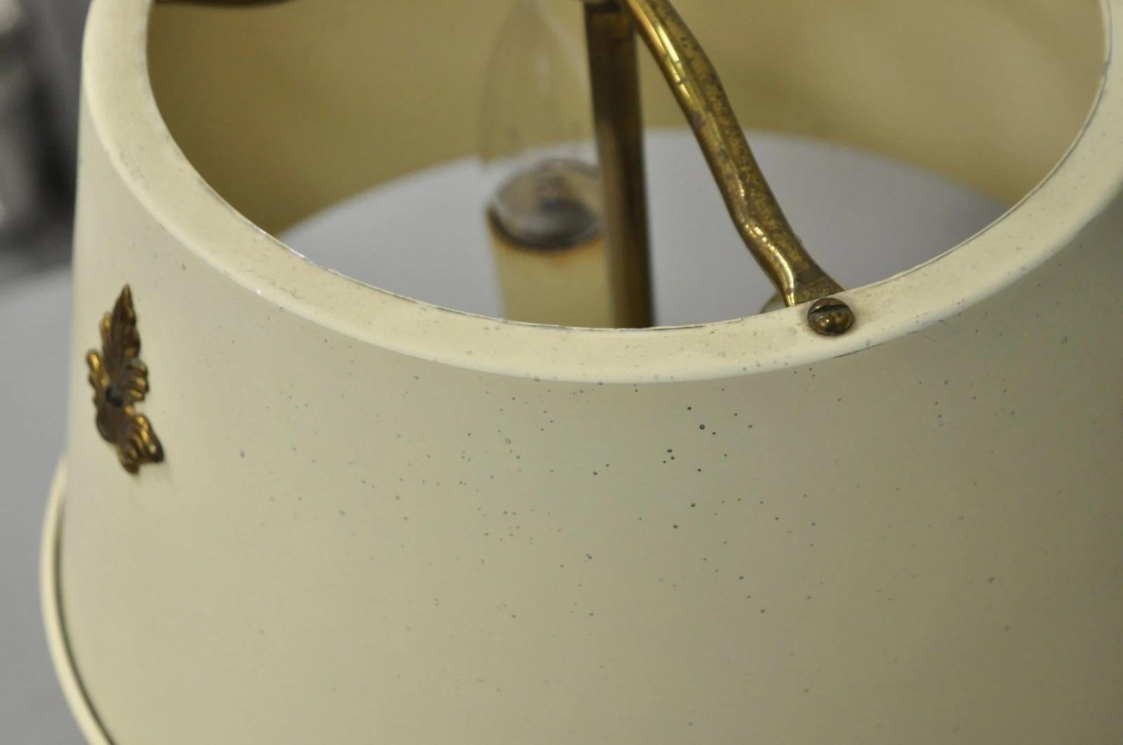 Vintage French Empire Federal Style Small Brass Bouillotte Tole Desk Table Lamp For Sale 5