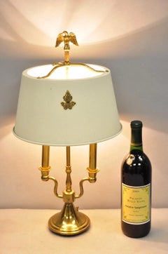Vintage French Empire Federal Style Small Brass Bouillotte Tole Desk Table Lamp