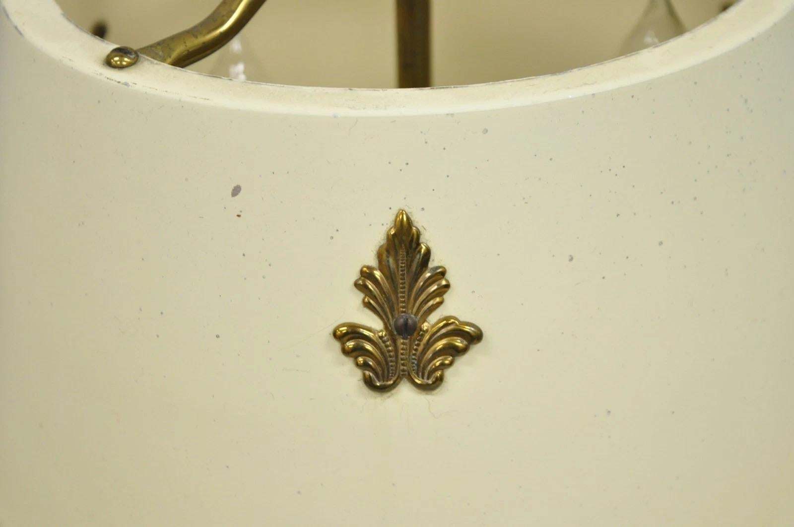 Vintage French Empire Federal Style Small Brass Bouillotte Tole Desk Table Lamp For Sale 2
