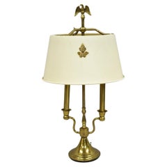 Vintage French Empire Federal Style Small Brass Bouillotte Tole Desk Table Lamp