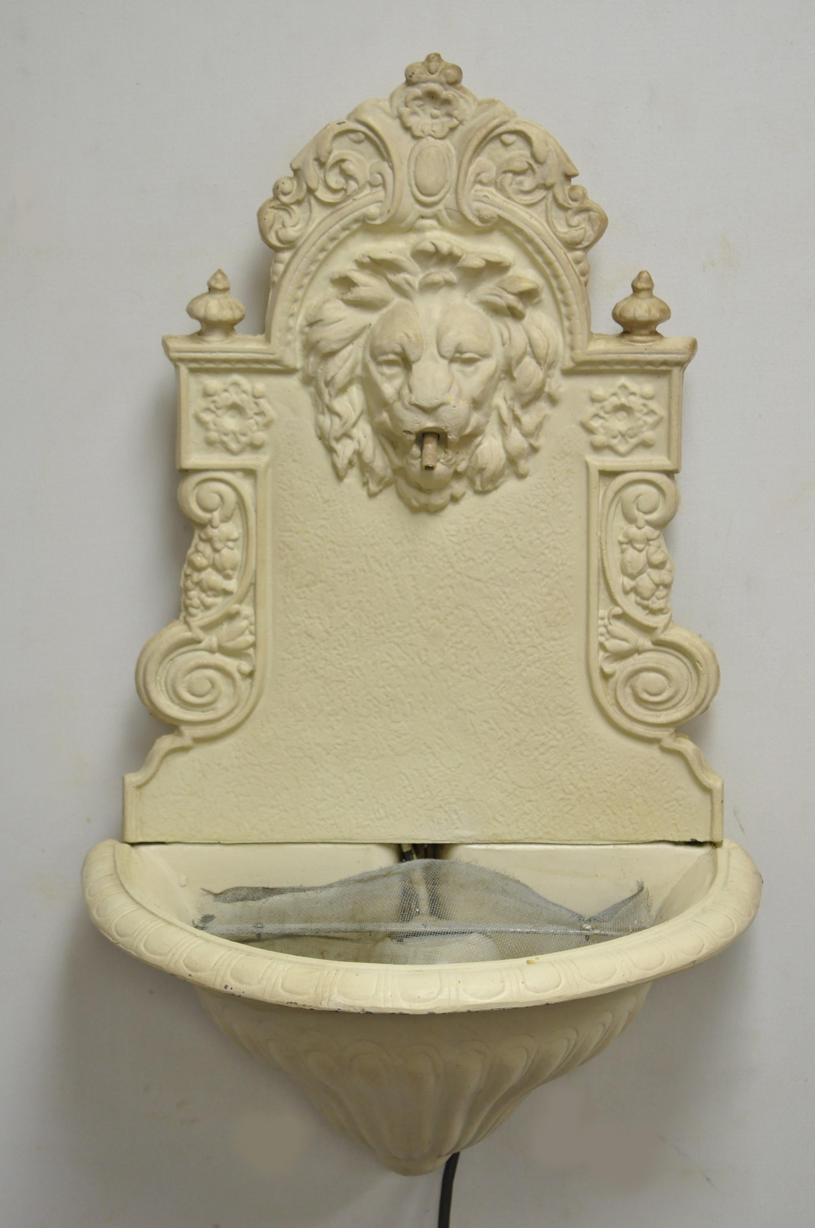North American Vintage French Empire Lion Tiger Cast Iron Garden Water Fountain with Pump