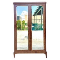 Vintage French Empire Mahogany Mirrored Armoire