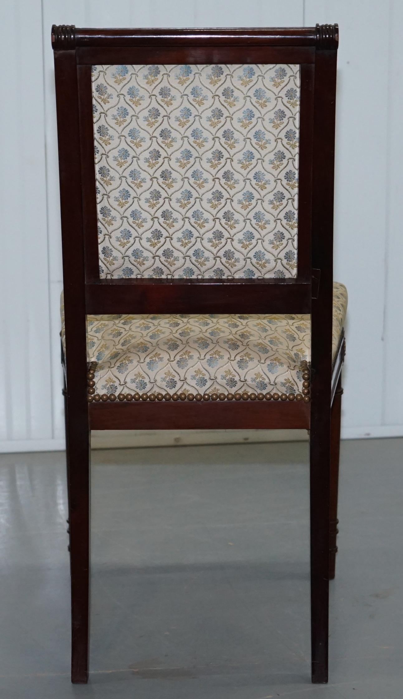 Vintage French Empire Mahogany Napoleon Style Dining Chairs Pair Ormolu Mounts 5