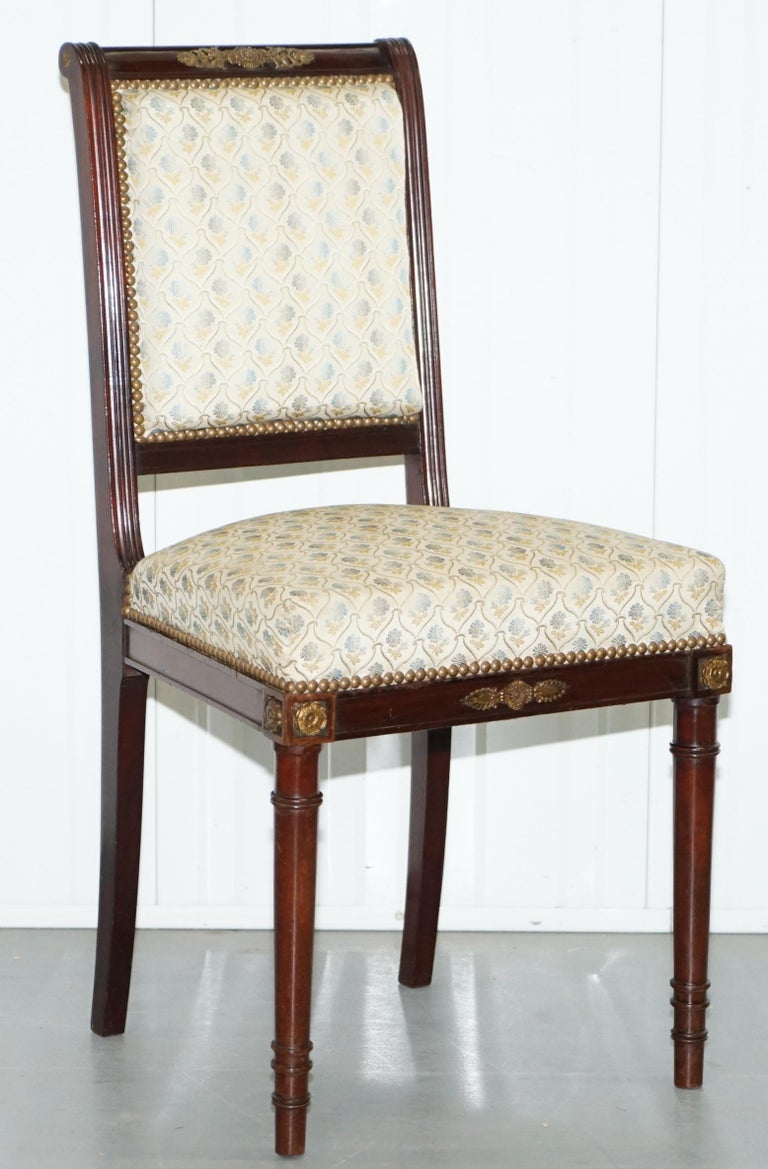 Vintage French Empire Mahogany Napoleon Style Dining Chairs Pair Ormolu Mounts at 1stDibs