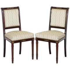 Vintage Imperio Francés Sillas de Comedor de Caoba Estilo Napoleón Pareja Monturas Ormolu