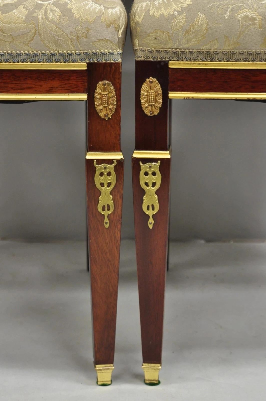 Vintage French Empire Mahogany Side Chairs with Bronze 