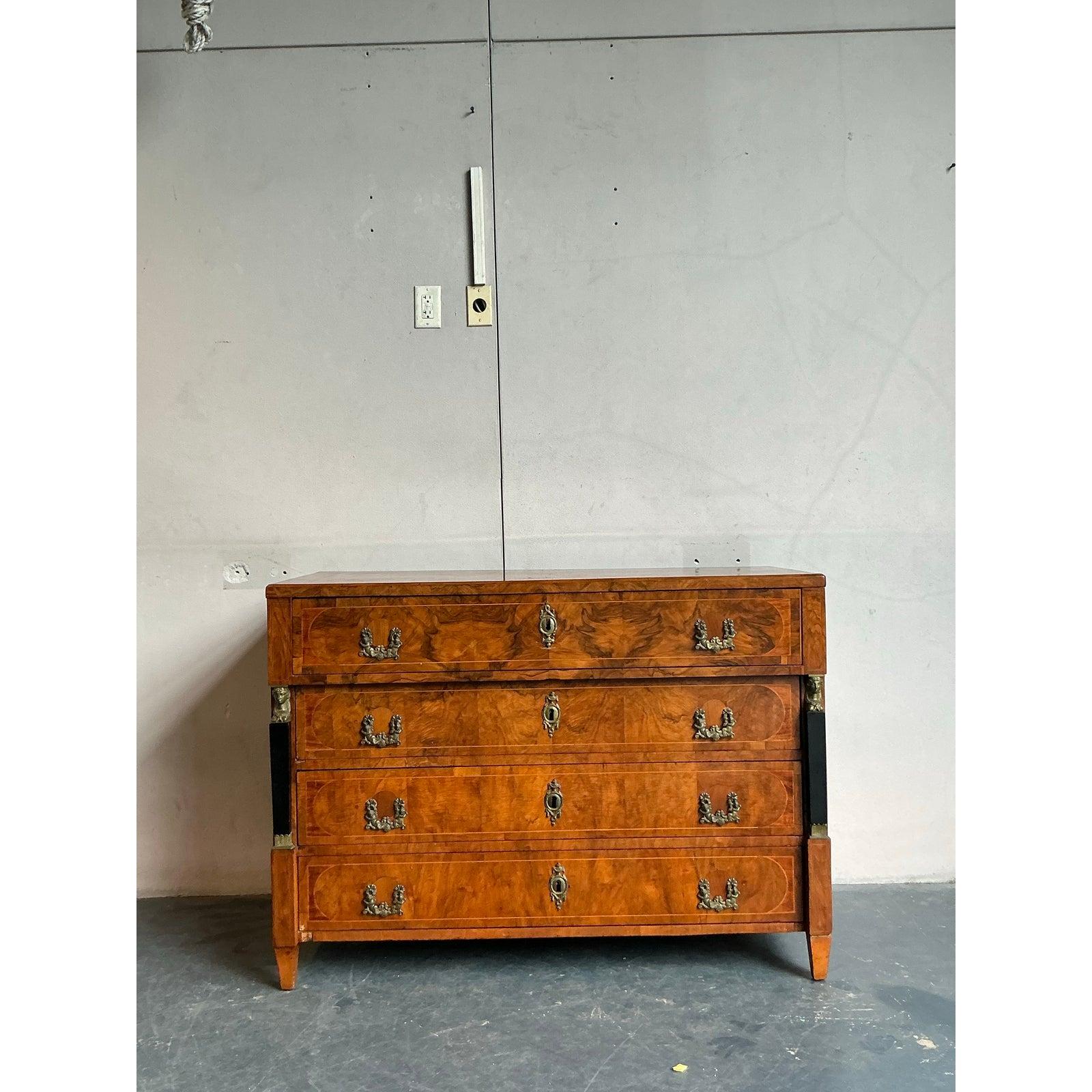 Stile impero Cassapanca francese impero intarsiata in legno di bava in vendita