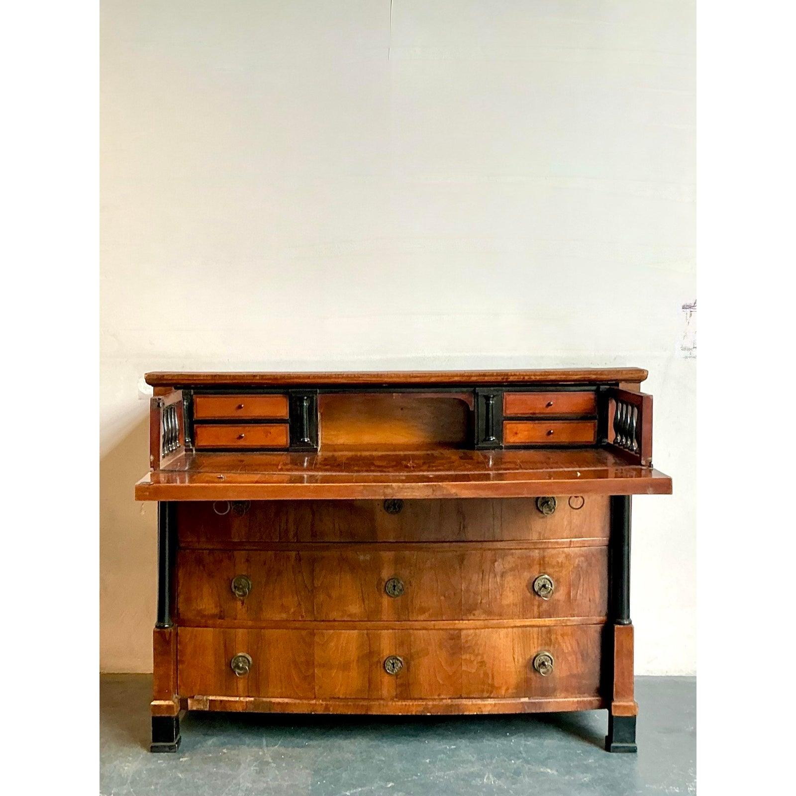 Secretaire francese impero intarsiato d'epoca in vendita 2