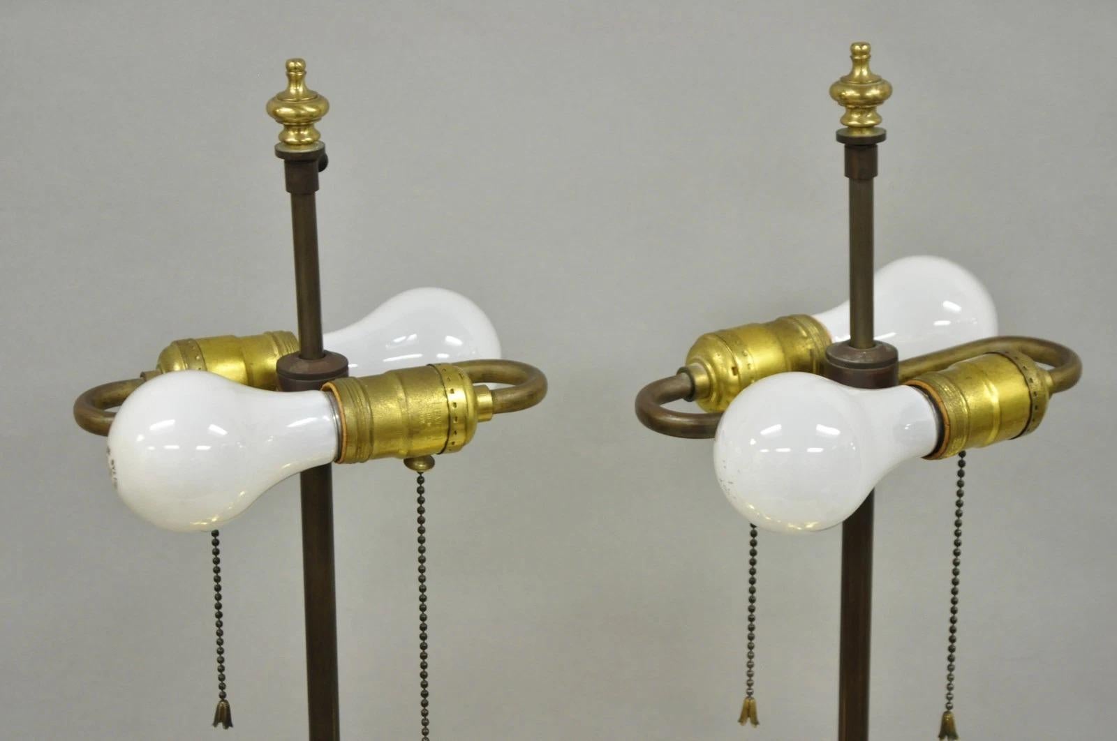Vintage French Empire Neoclassical Gold Burnished Brass Urn Table Lamps - a Pair For Sale 6
