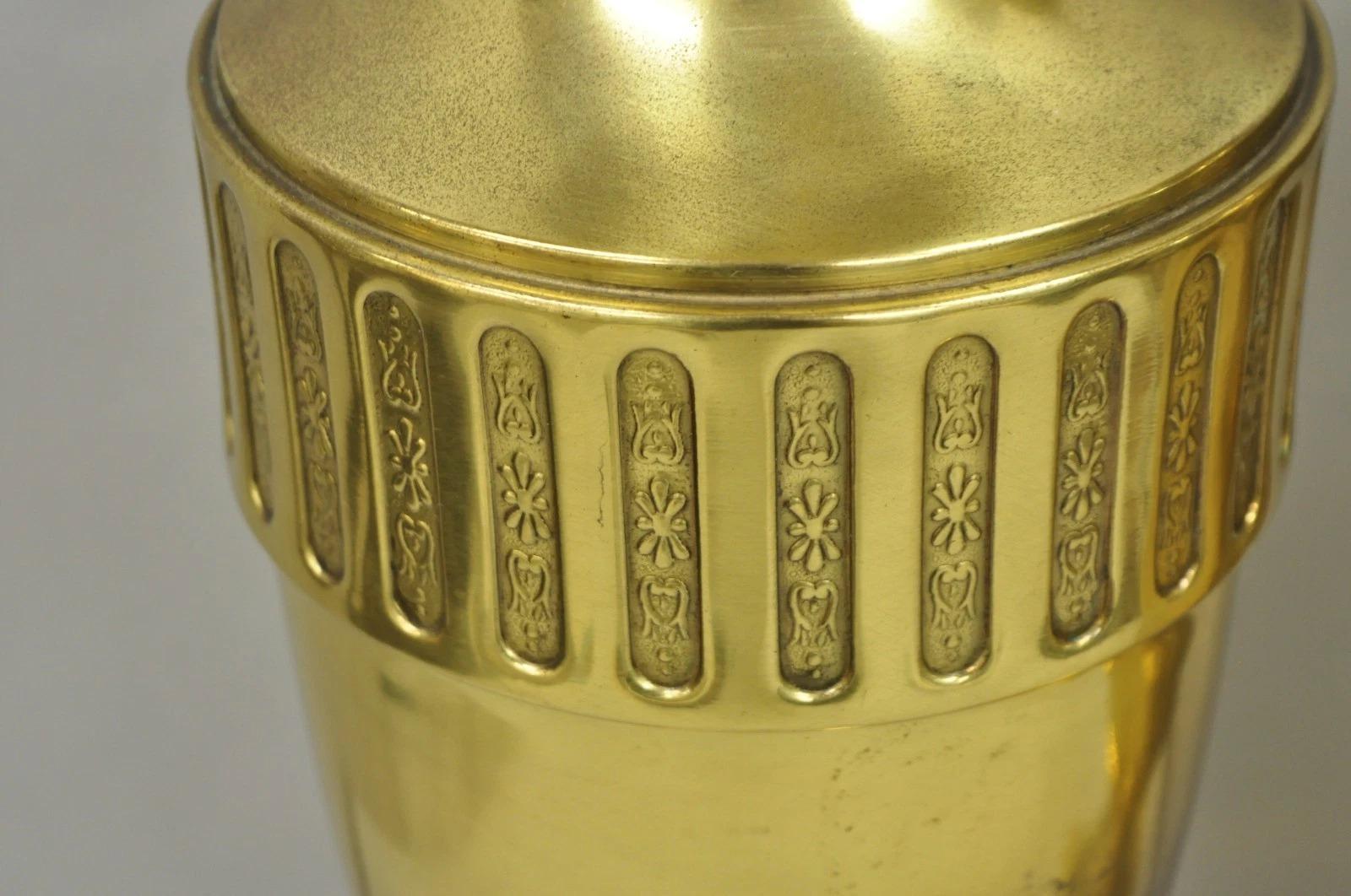 Vintage French Empire Neoclassical Gold Burnished Brass Urn Table Lamps - a Pair For Sale 1