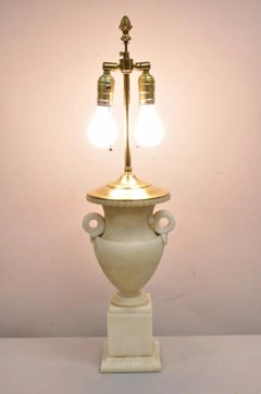 Vintage French Empire Neoclassical Italian Alabaster Marble Urn Table Lamp