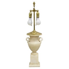 Vintage Empire français néoclassique italien urne en marbre et albâtre