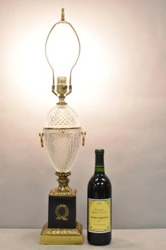 Vintage French Empire Neoclassical Style Crystal Glass Pineapple Table Lamp