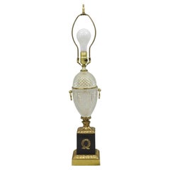 Vintage French Empire Neoclassical Style Crystal Glass Pineapple Table Lamp