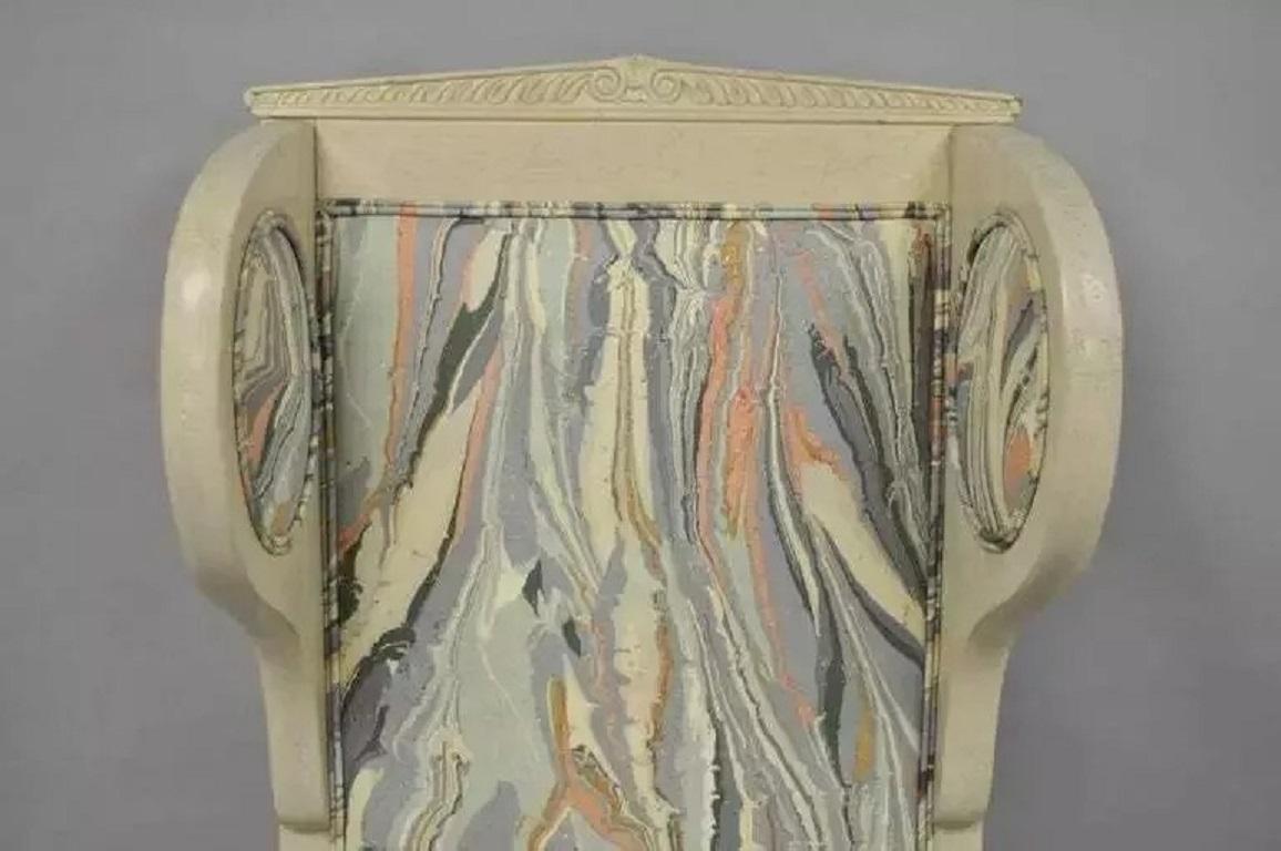 Vintage Französisch Reich neoklassischen Stil Marmor Stoff hoch Wingback Arm Stuhl (Polster) im Angebot