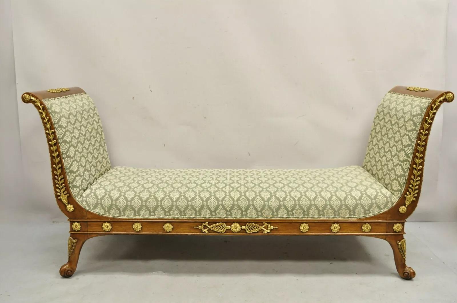Vintage French Empire Neoclassical Style Recamier Daybed Chaise Lounge Sofa 6