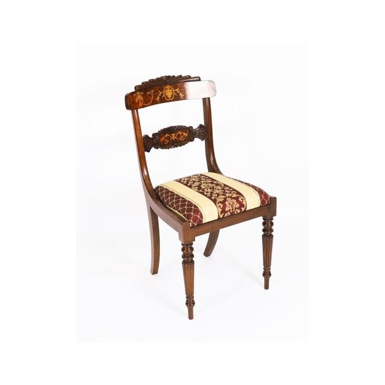 Vintage Französisch Empire Revival Burr Walnuss Esstisch & 6 Stühle 20. im Angebot 12