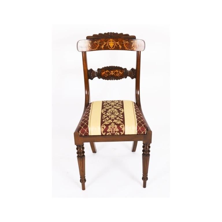 Vintage Französisch Empire Revival Burr Walnuss Esstisch & 6 Stühle 20. im Angebot 13