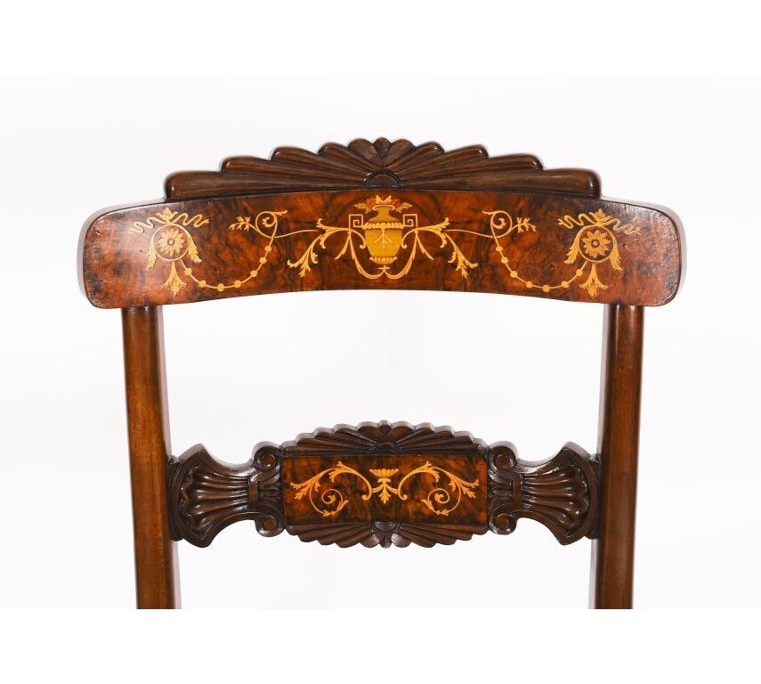 Vintage Französisch Empire Revival Burr Walnuss Esstisch & 6 Stühle 20. im Angebot 15