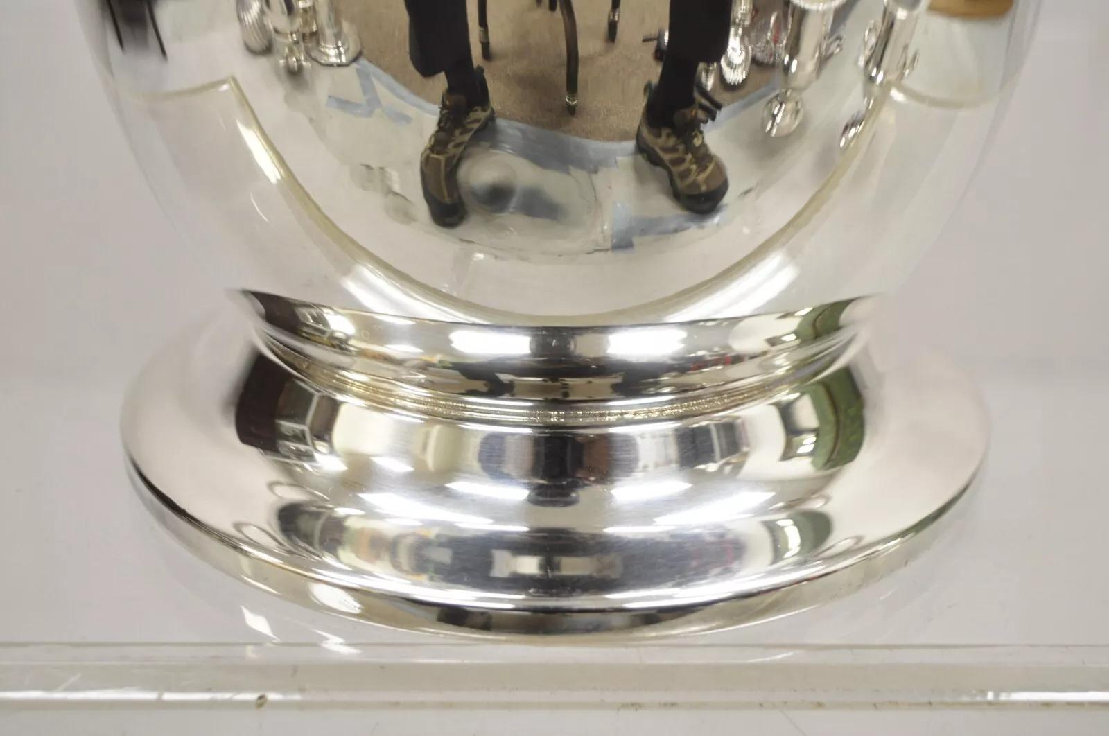 Vintage French Empire Silver Plated Champagne Chiller Ice Bucket w/ Lion Heads For Sale 2