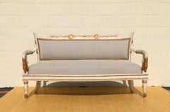 Vintage French Empire Sofa With Carved Swan Arms