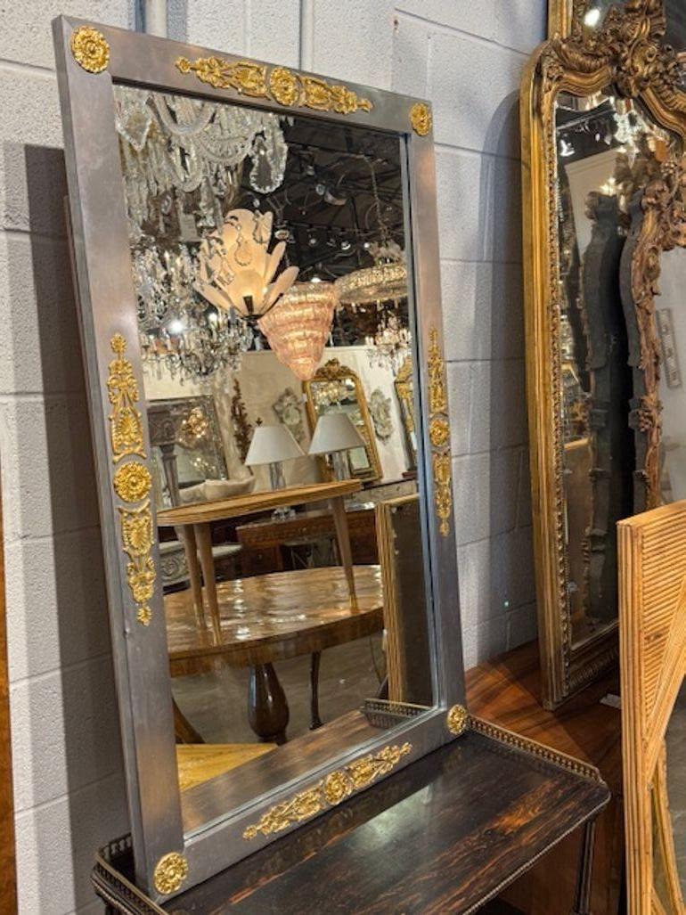 XX secolo Specchio d'epoca francese Impero in acciaio e ottone in vendita