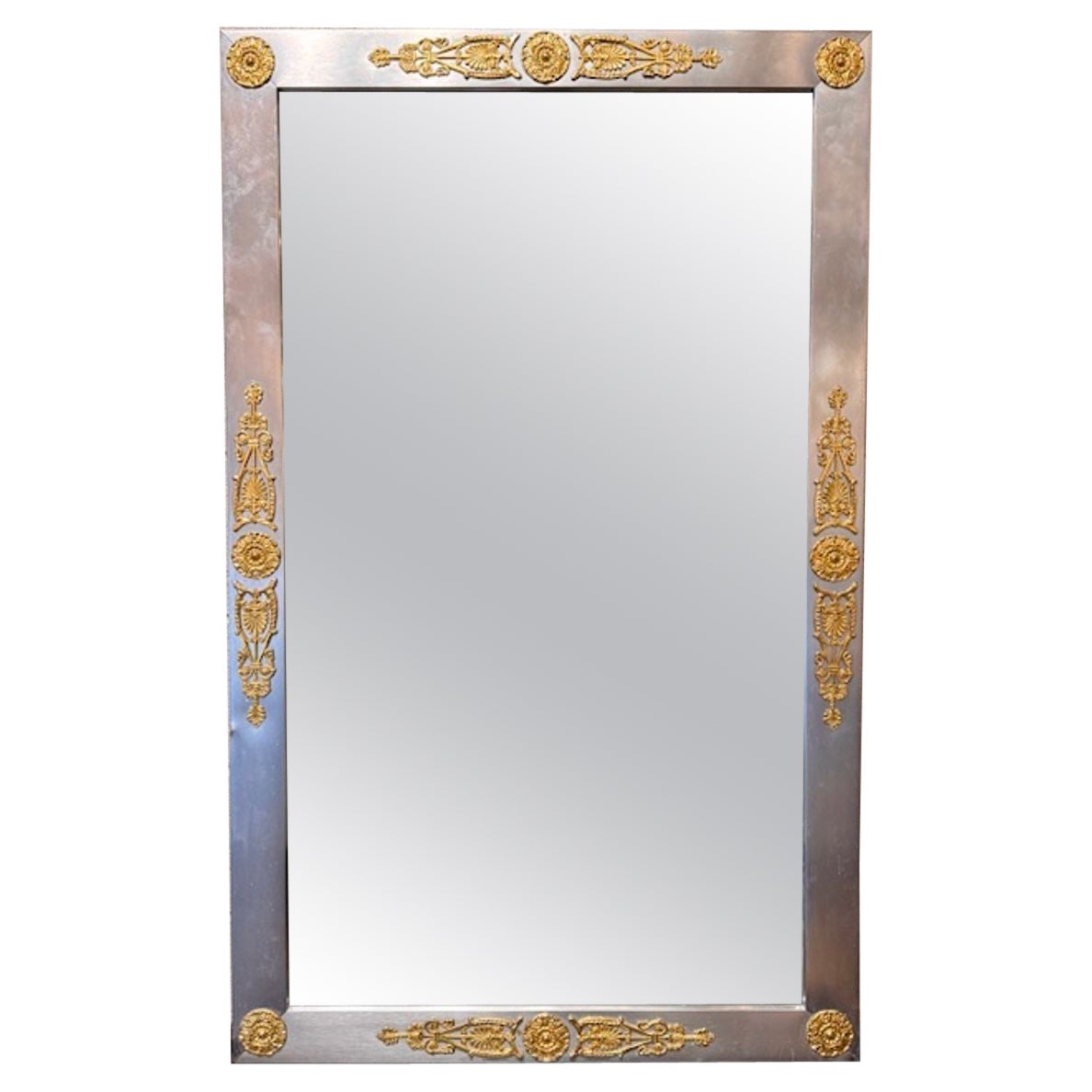 Miroir Vintage Empire français en acier et laiton