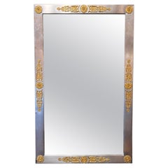 Miroir Vintage Empire français en acier et laiton