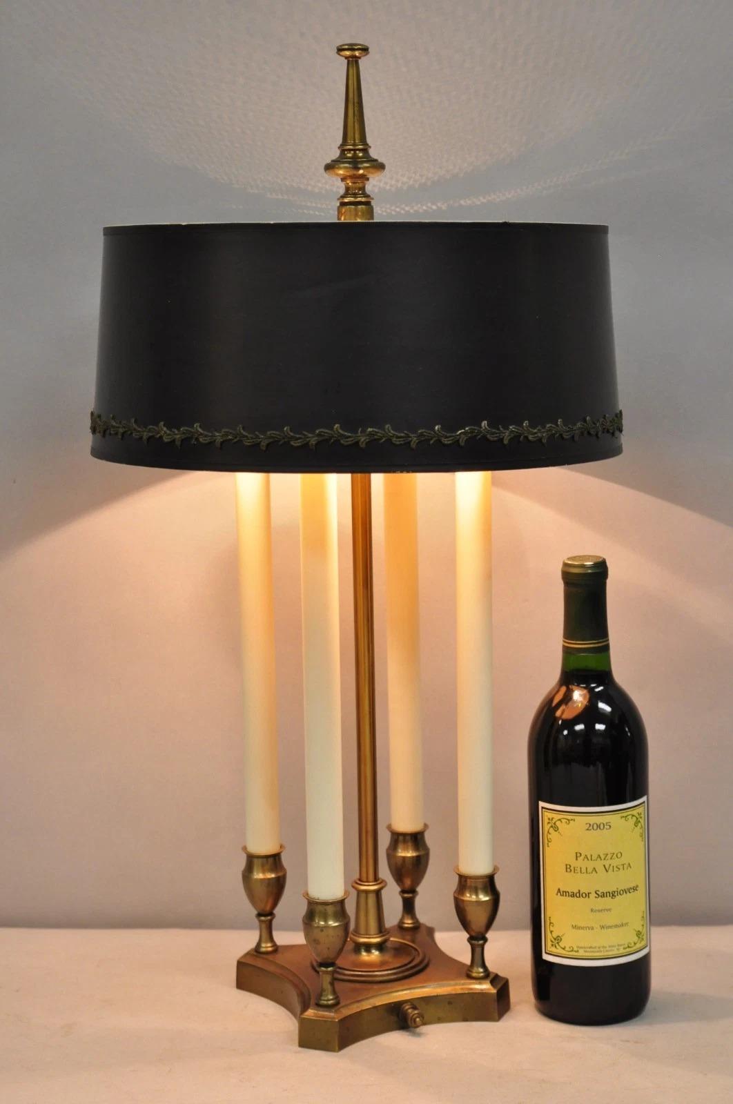 Lámpara de sobremesa Bouillotte de latón estilo Imperio francés vintage en venta 6