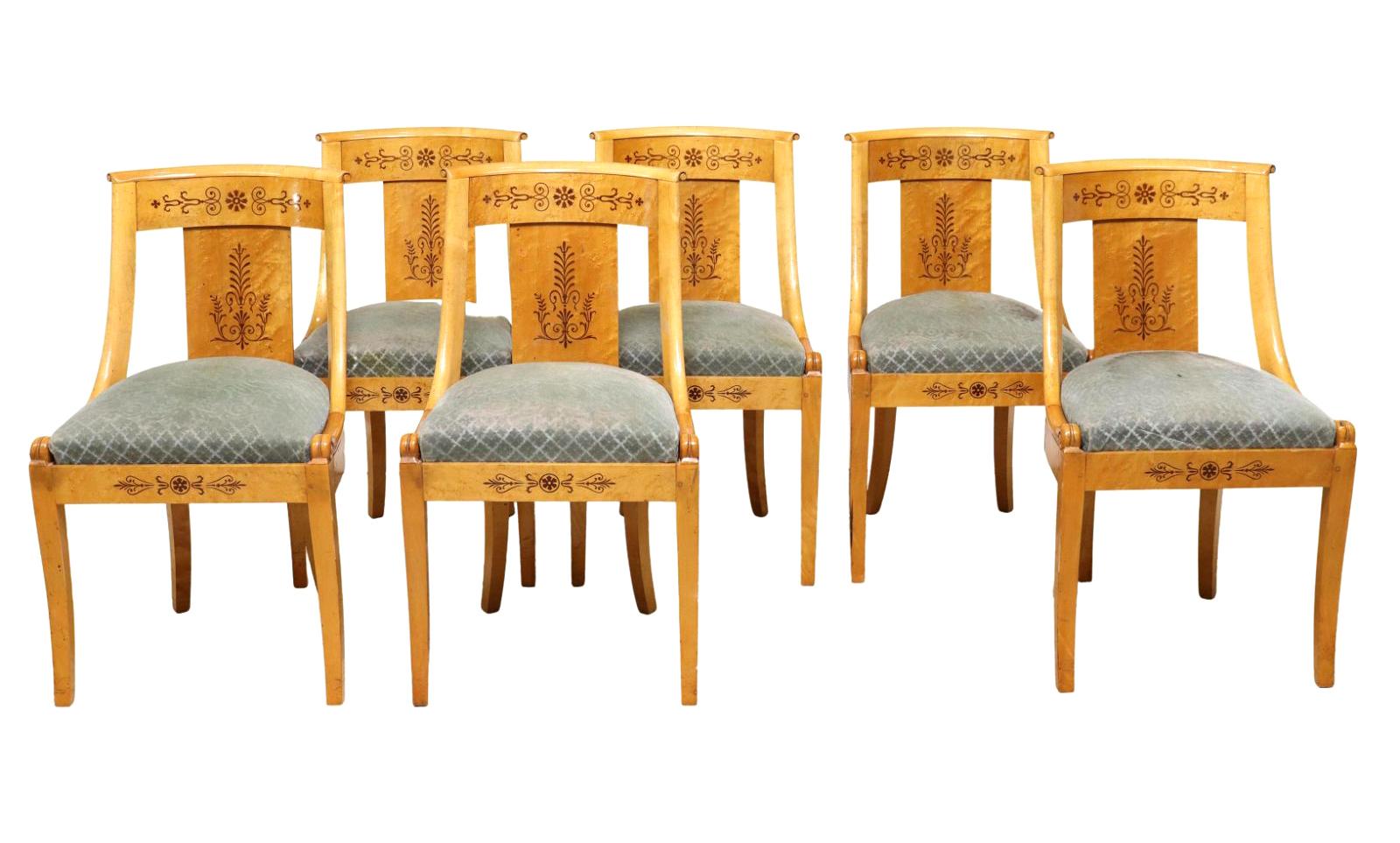 Vintage French Empire Style Dining Chairs, Set of 6 In Good Condition In Sheridan, CO