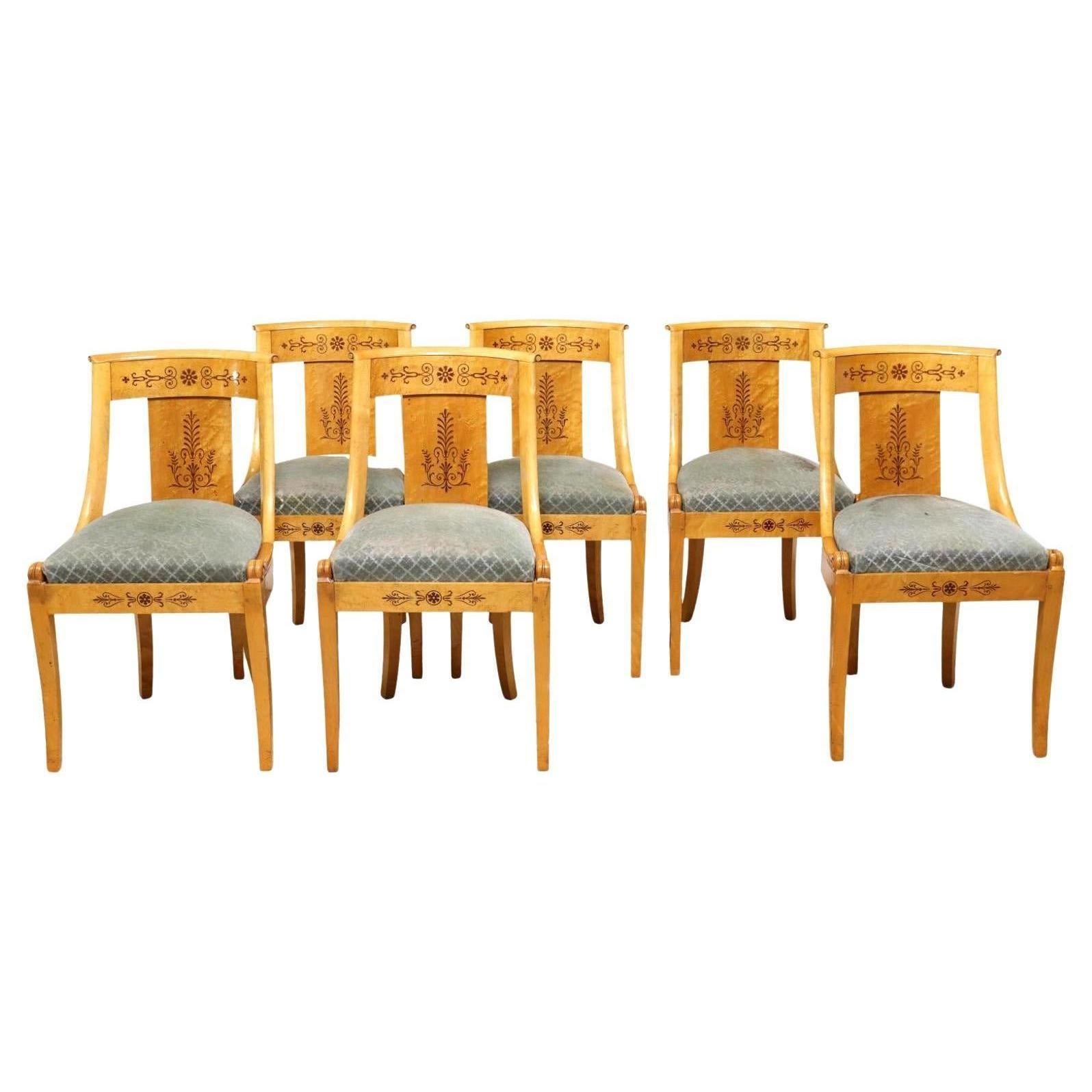 Vintage French Empire Style Dining Chairs, Set of 6